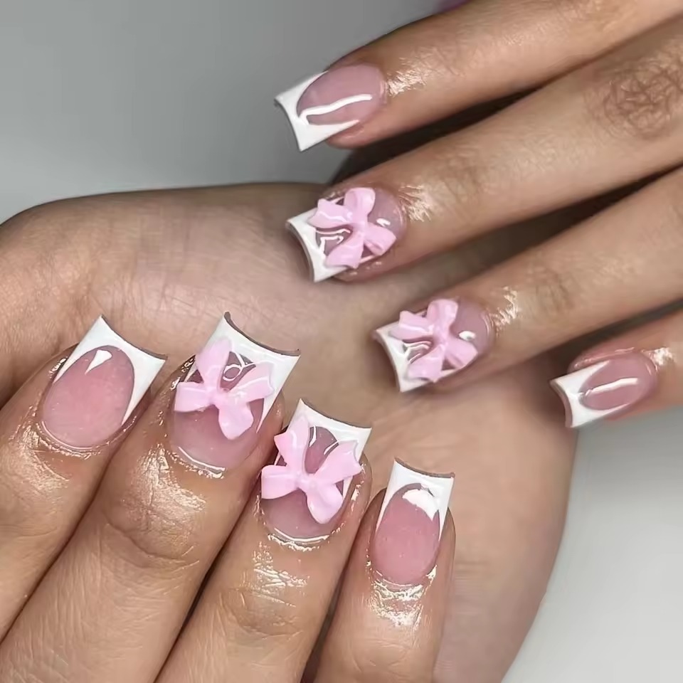 pink and white nails